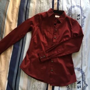 Non-Iron Red Cotton Collar Shirt Banana Repiblic